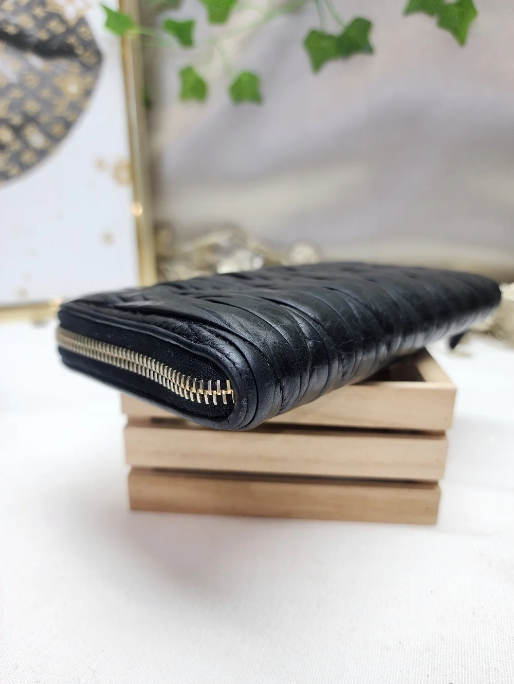 Authentic Miu Miu Nappa Matelasse Lux Full Zip Around Wallet Black WITH COA